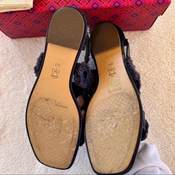 TORY BURCH SANDAL SQUARE TOE SLINGBACK FREYA EYELET BLUE - Picture 7 of 9